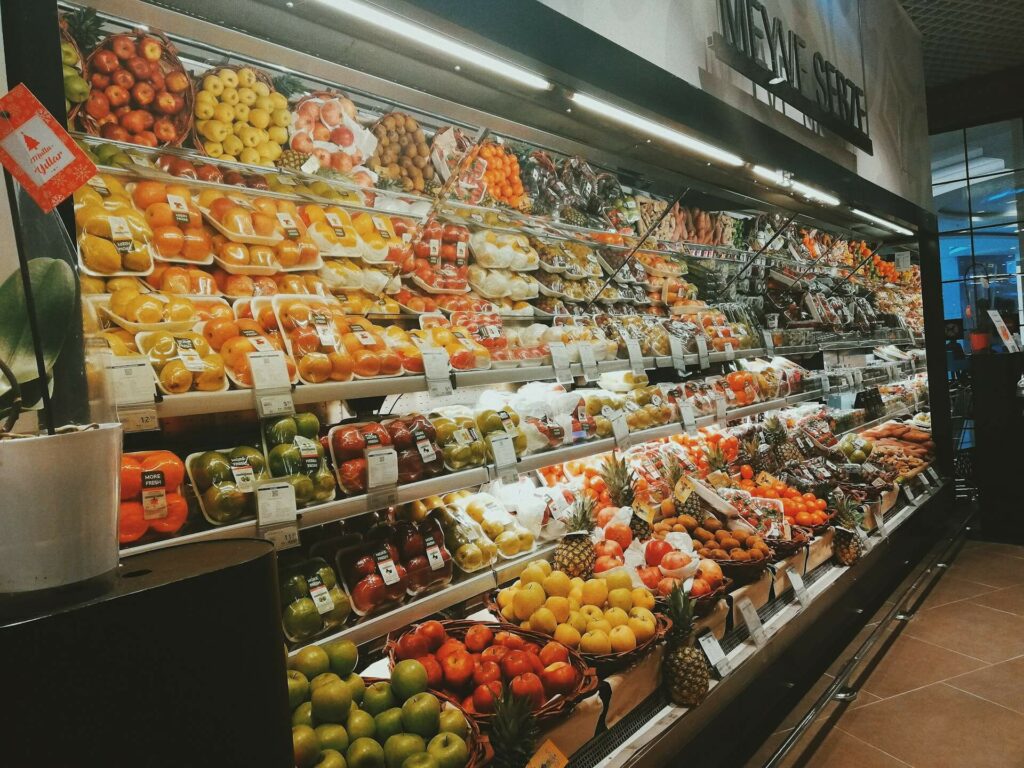 sección de agricultura en supermercado campo